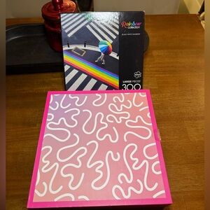 Pink 500 Piece Puzzle & Black/White and Rainbow 300 Piece